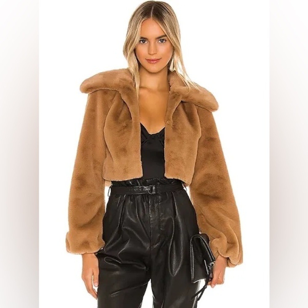 Camila Coelho Cleobella Cropped Faux Fur Jacket Sz-XS